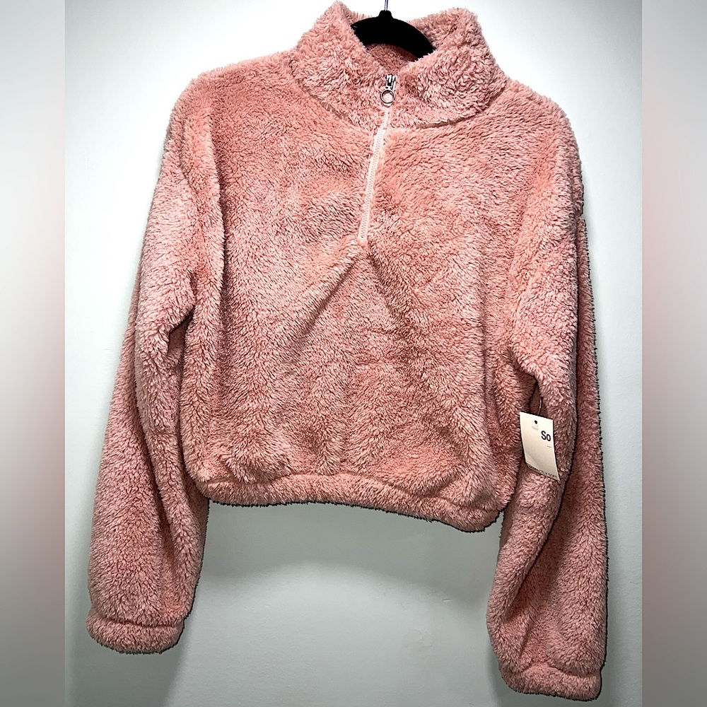 SO juniors soft fur jacket pink size Small